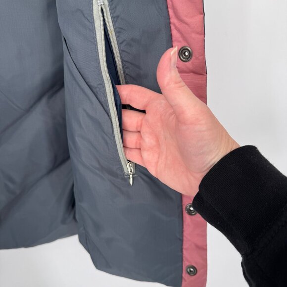 Obermeyer Ski Vest Womens Large Gray Nylon Down Filled Snap Front Pockets VTG - Picture 9 of 12